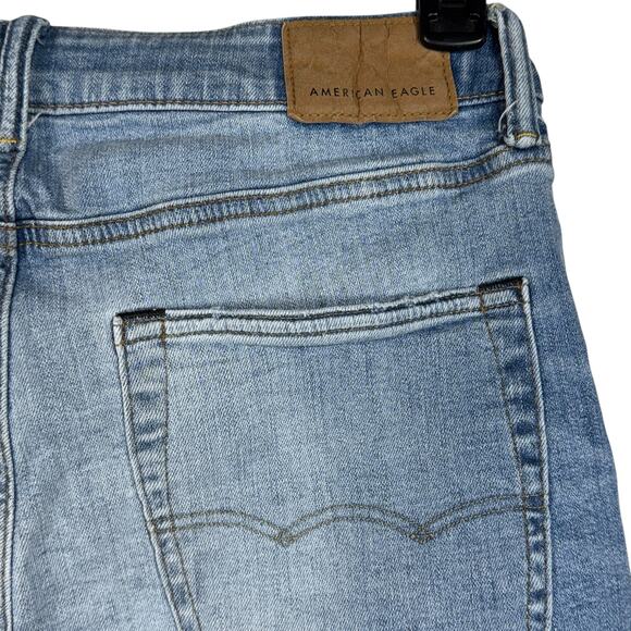 American Eagle SZ 30x32 (28x30) Athletic Mens Jeans Distressed Airflex+ Zip-Fly - Picture 8 of 12